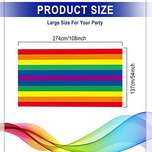 Breling Bulk Rainbow Tablecloth Carnival Pride Disposable Plastic Tablecloth Rectangle Rainbow Tablecover Birthday Party Supplies for Carnival Pride Party(6 Pack,108 x 54 Inch)
