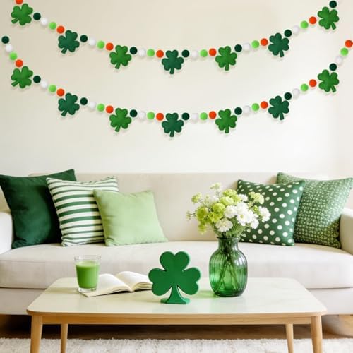 Jansun 8.2ft 3D St Patrick's Day Shamrock Felt Garland