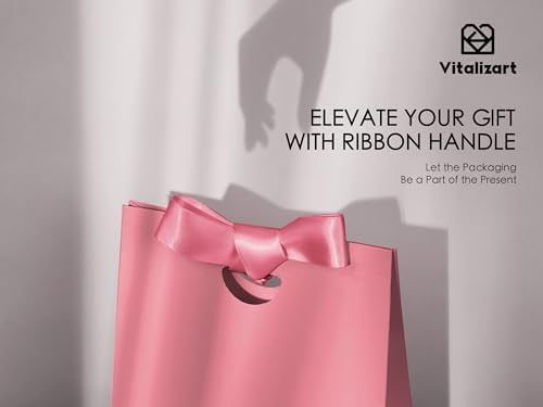 Vitalizart Paper Gift Bags With Ribbon Handles Small Pink Bulk Pack