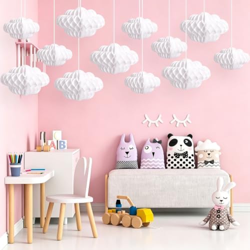 3D Cloud Honeycomb Ball Decorations, 12 Pcs