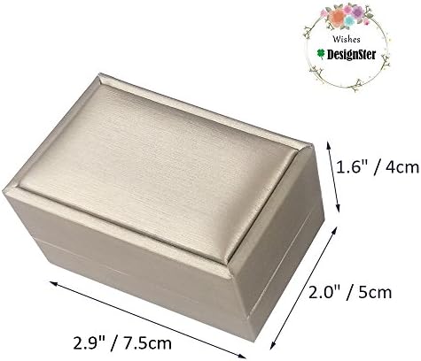 DesignSter Gold Bearer Ring Box – Premium PU Leather Double Rings Box for Wedding Engagement Gift Box