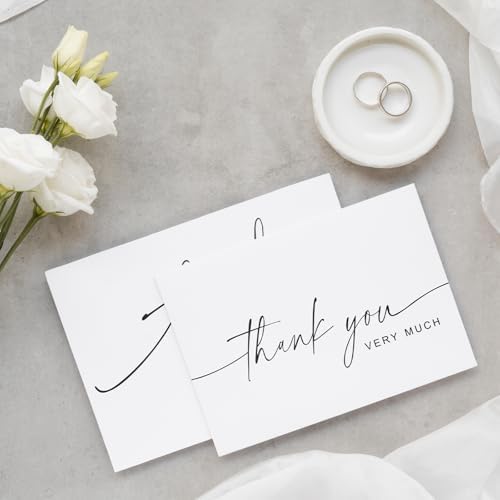100 PACK Thank You Cards Bulk with Kraft Envelopes and Matching Stickers, 4x6 Inch Blank Greeting Cards Suitable for Small Business, Baby Shower Wedding, Graduation, Bridal Shower, Funeral, Engagement