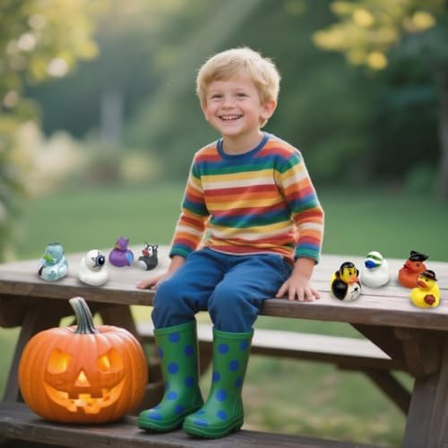 Anditoy 24 Pack Halloween Rubber Ducks Toys Bath Toys for Kids Toddlers Halloween Treat Bags Halloween Party Favors Gifts
