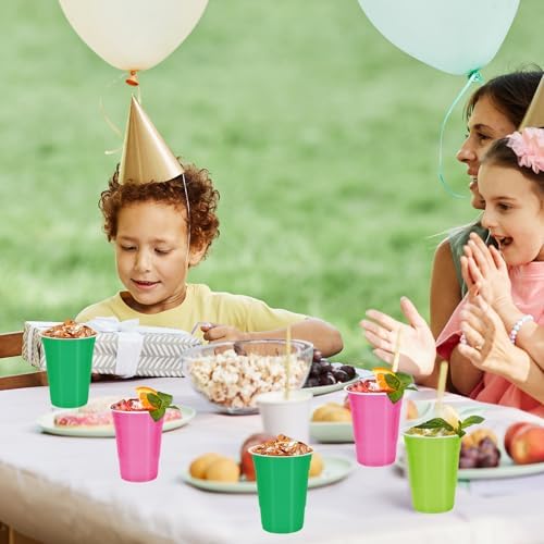 Whaline 60 Pcs Halloween Colored Plastic Cups 16 Oz Light Green Pink Green Plastic Cup Witch Party Disposable Cup for Birthday Baby Shower Party Gathering Festive Celebrations