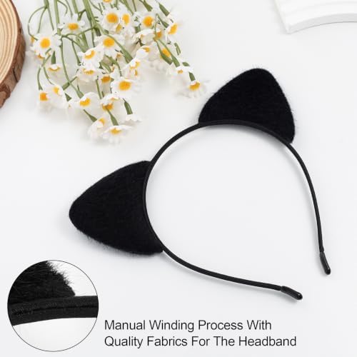 Black Cat Ears Headband Costume Accessories for Halloween for Adult Women