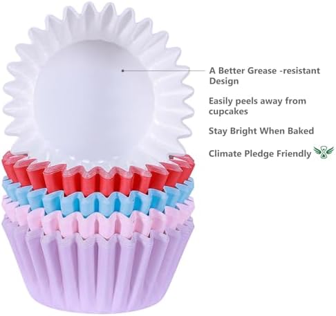 Caperci Heavy Duty Multicolor Cupcake Liners Standard Baking Cups 150pcs