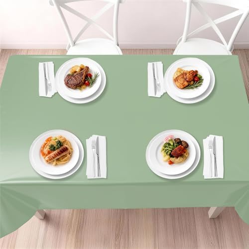 Childom 3 Pack Sage Green Tablecloths,54"x108" Plastic Table Cloth Disposable for Rectangle Tables,Sage Green Table Cover for Dinner Outdoor Picnic Birthday Bridal Wedding Baby Shower Party Decoration