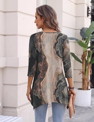 Zeagoo Womens Tops 3/4 Sleeve Loose Fit Dressy Tunics Plus Size Boho Shirts