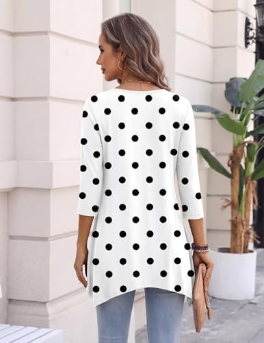 Zeagoo Womens Tops 3/4 Sleeve Loose Fit Dressy Tunics Plus Size Boho Shirts