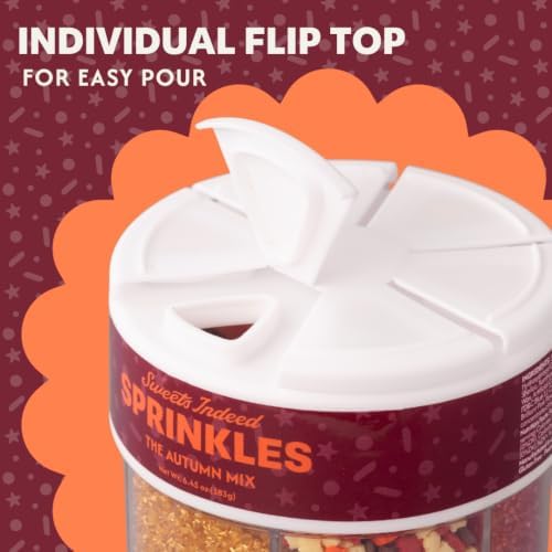 Sweets Indeed Fall Sprinkles 6 Cell Jar, Sugar, Jimmies & Shapes, 6.45 oz