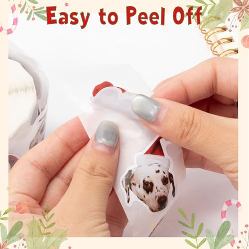 H1vojoxo Christmas Dog Sticker Rolls - 1000PCS Christmas Dog Stickers for Kids 16 Designs Xmas Cute Dogs Realistic Stickers for Craft Water Bottles Holiday Cute Dogs Sticker for Envelopes Gift Decor