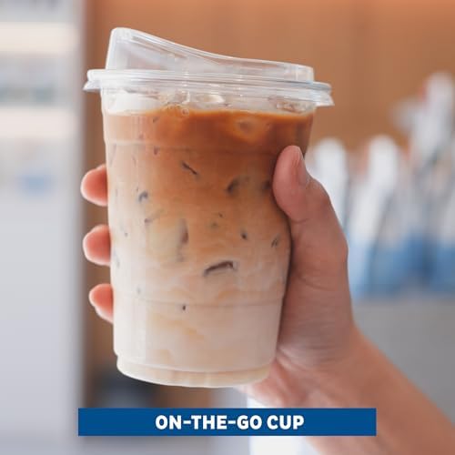 Freshware Clear Plastic Cups with Strawless Sip Lids [100 Cups - 12 oz] Disposable Cup for Iced Coffee, Smoothie, Milkshake, Cold Drinks