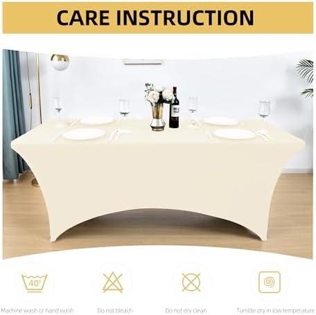 2-Pack 6ft Spandex Table Covers for Rectangle Standard Folding Tables - Wrinkle Resistant Stretch Tablecloths - Ultimate Fitted Table Protector for Parties, Trade Shows, Banquet