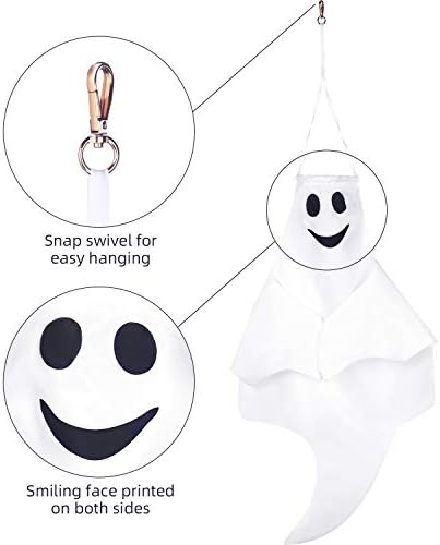 Skylety 2 Pcs 32 Inch Halloween Ghost Decoration Outdoor Hanging Windsock