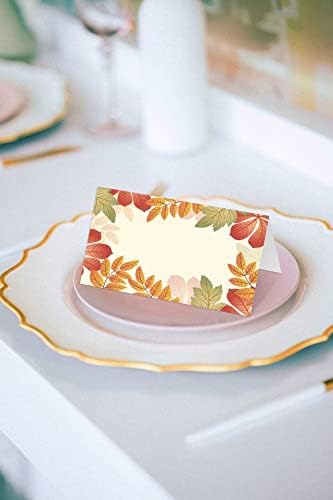 Place Cards for Thanksgiving Fall Party, Editable Name Place Cards, Seating Place Cards for Tables, Tent Style Cards for Wedding, Dinner Party or Any Occasion, Easy Folding, 25 Escort Cards(G03)