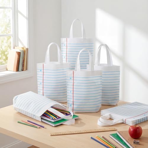 Hosuly 24 Pcs Back to School Gift Bags Notebook Tote Bags Bulk