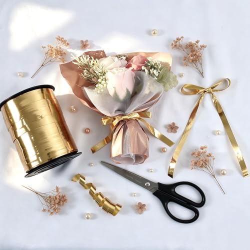 TONIFUL 250 Yards Champagne Gold Curling Ribbon 10mm Wide Balloon String