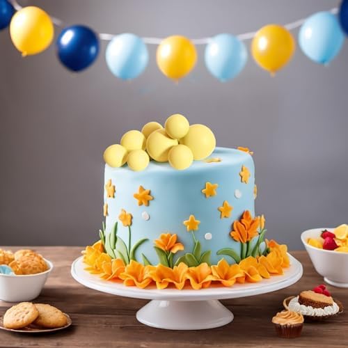 ASTARON 20 Pcs Foam Yellow Balls Cake Topper Decorations for Birthday Cake