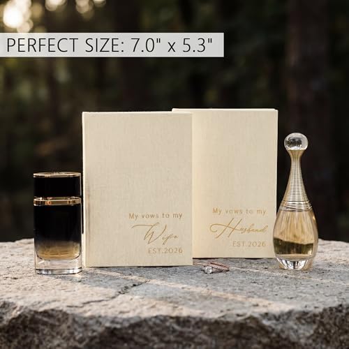 LITIVY 2026 Wedding Vow Books Set 2 Vow Books & 2 Wedding Day Cards for Parents with Gold Foil Dot Grid Pages His and Hers Gifts Wedding Registry Must Haves (Beige, 5.23” x 7”)