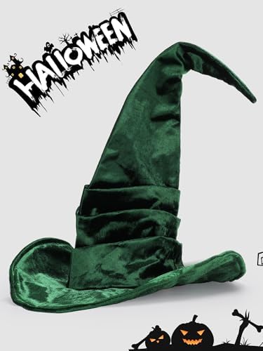 Ultrafun Women's Large Ruched Witch Hat Halloween Black Witch Wizard Hat Costume Accessory Adult