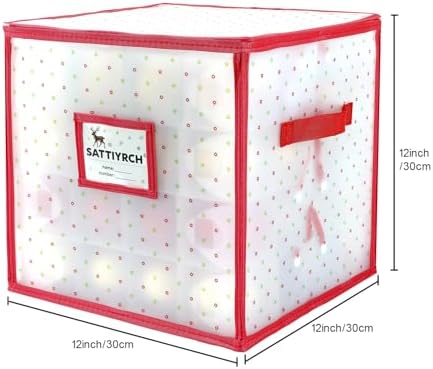 Sattiyrch Plastic Christmas Ornament Storage Box with Trays,Customizable Dividers, Dust-Proof Durable Ornament Organizer Holder,Christmas Storage Containers,Holds 64 x 3 Ornaments