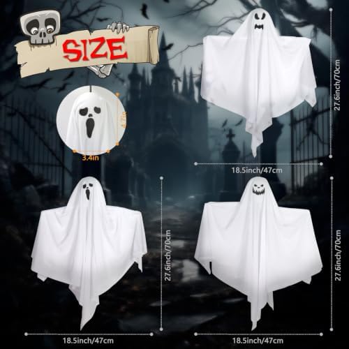 12 Pack Halloween Hanging Ghosts, 27.6 Inch Flying Ghost Decorations