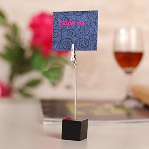 10pcs Table Number Holder Name Place Card Holder Memo Clip Holder Stand Note Holder Pictures Card Paper Menu Clip (Black)