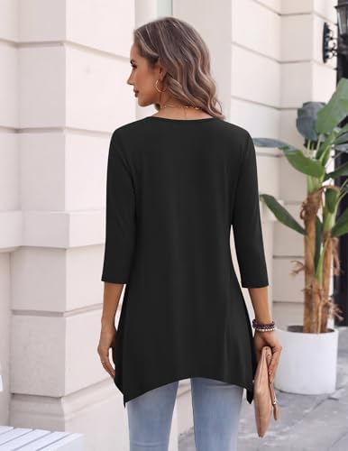 Zeagoo Womens Tops 3/4 Sleeve Loose Fit Dressy Tunics Plus Size Boho Shirts