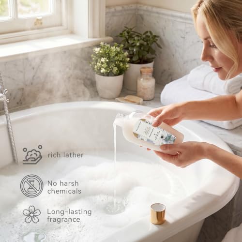 Spa luxetique 8pcs Jasmine Gift Set for Women, Spa Gift Baskets Bath and Body Gifts with Shower Gel, Bubble Bath, Birthday Anniversary Christmas Gifts for Mom