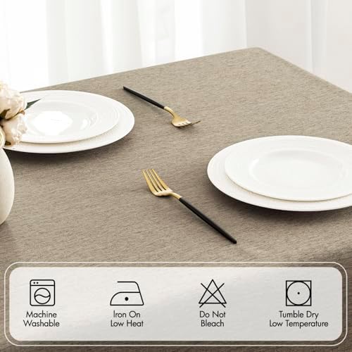 MIULEE Khaki Rectangle Tablecloth with Decorative Cutouts 52x70 Inch