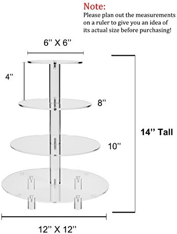 Jusalpha Large 4 Tier Acrylic Cupcake Stand,Round Cake Stand for Party