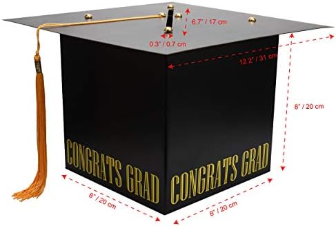 MerryJoyParty Graduation Card Box Graduation Card Holder Original Graduation Cap Shaped Card Box with Real Tassel for Graduation Party Supplies