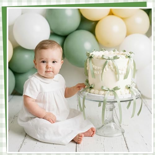 30 Pack Sage Green Bow Cake Toppers Ribbon Bows for Cake