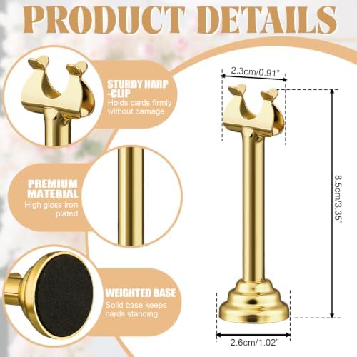 24 PC Gold Table Number Holder Metal 3.15 in Place Card Holder