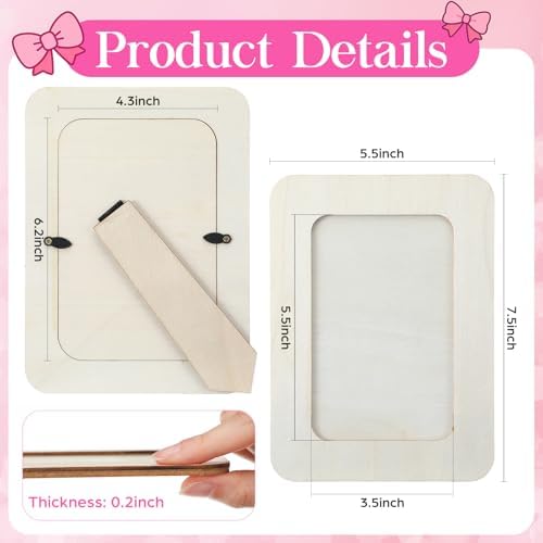 Yousoontic 10 Sets 4" X 6" Wood DIY Photo Frame Kit with Shells Pearls Glue