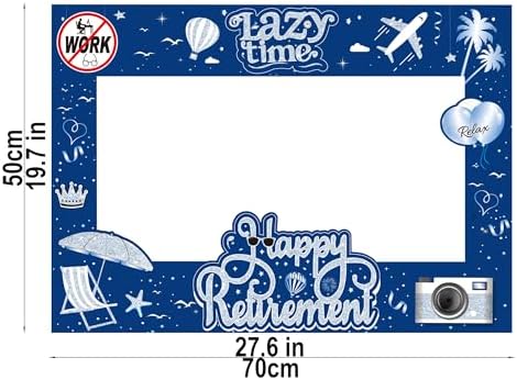 Retirement Party Photo Booth Props Kit - 37pcs Paper Photo Props 1 Frame Glitter Retirement Party Decorations for Retiree Celebration, Farewell Office Party Supplies (Blue and Silver)