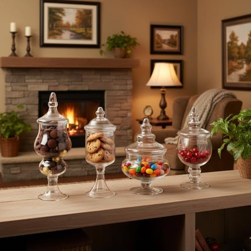 Mimorou 8 Sets Glass Apothecary Jars with Lid & Scoop Candy Jars,Rich