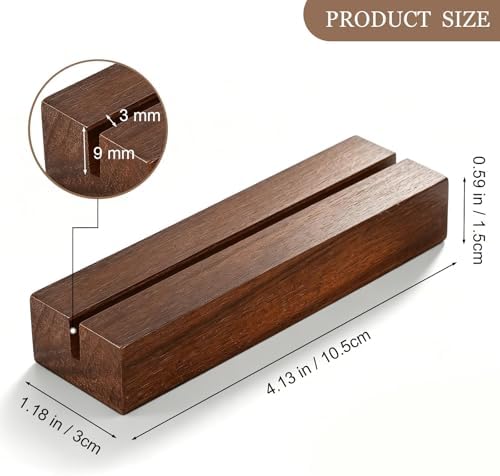 Worown 12 Pack Brown Wood Place Card Holder, Table Number Holders, Wooden Table Name Card Holders for Wedding, Banquet, Ceremony Party Events, Home Decoration (4.1 X 1.2 X 0.6 Inch)