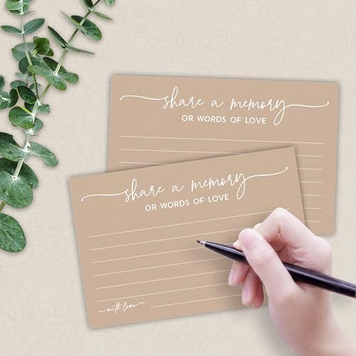 50 Pcs Share A Memory Of Love Cards- 4"x 6" Double Sided Fill- Memory Cards For Wedding, Graduation, Anniversary, Birthday, Retirement Party - Celebration Of Life Keepsake Cards（Minimalism Brown）- A05