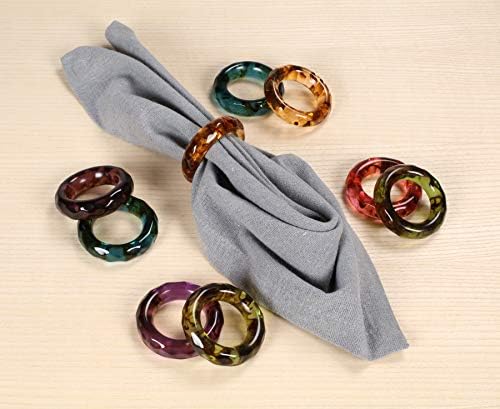 Alpha Living Home Spring Epoxy Resin Napkin Rings, Set of 12, Color
