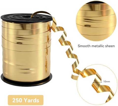 TONIFUL 250 Yards Champagne Gold Curling Ribbon 10mm Wide Balloon String