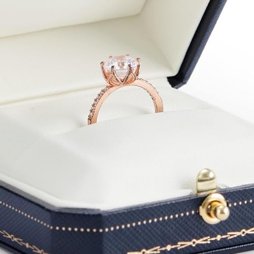 Oirlv Ring Box for Proposal and Wedding,Antique Ring Gift Box,Blue