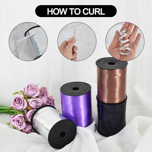 TONIFUL 500 Yards Curling Ribbon-Balloon String - Shiny Black Metallic for DIY Decor, Gift Wrapping, Bows for Christmas, New Year, Birthday, Graduation
