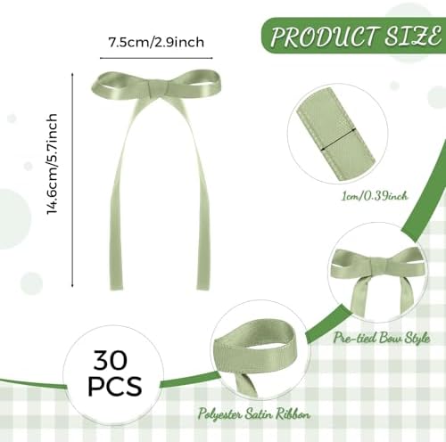 30 Pack Sage Green Bow Cake Toppers Ribbon Bows for Cake