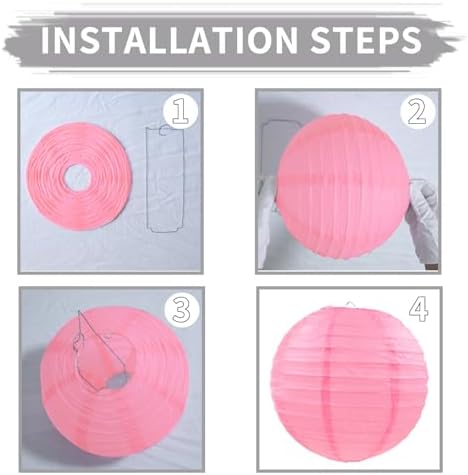 Pink Orange Gold Paper Lanterns Party Decorations, Round Hanging Paper Lanterns for Wedding Birthday Home Classroom Party Supplies (12 PCS)