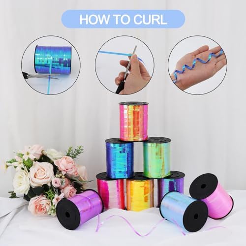 TONIFUL 500 Yards Iridescent Light Blue Curling Ribbon Balloon String