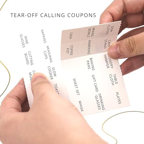 GardenCity Bridal Shower Gift Bingo, Bridal Shower Games for 50 Guests, Prefilled with Perforated Calling Card, Minimalist