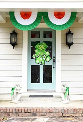 St. Patrick’s Day Bunting - Indoor/Outdoor 3-Stripe Green & White Irish Pride Pleated Flag Banners, Patriotic Party Decorations, Made in the USA, 1 1/2' x 3', Cotton, by Old Glory Bunting