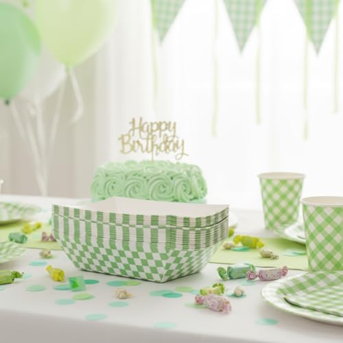30 Pcs No Folding Required 2lb Gingham Party Supplies Disposable Paper Food Trays for Shower Wedding Tea Party Supplies Nacho Snack (One)