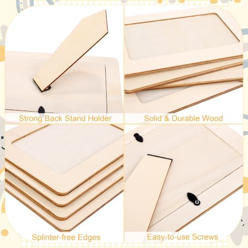 Aneco 72 Packs Picture Frame Painting Craft Kit for 4 x 6 Inch Photo DIY Unfinished Wooden Photo Frames with Diamond and Foam Stickers for DIY Crafts, Paint and Decorate